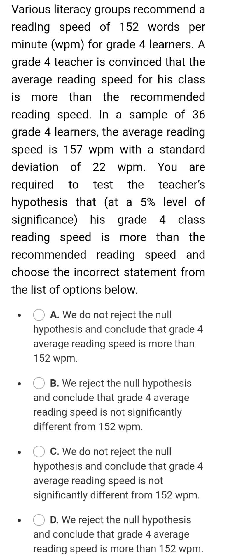 please answer A random sample of size 100 results