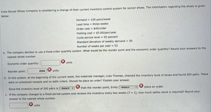 Crew Soccer Shoes Company is considering a change