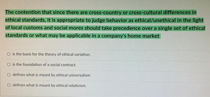 The contention that since there are cross-country