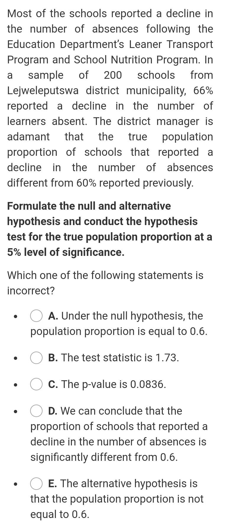please answer A random sample of size 100 results