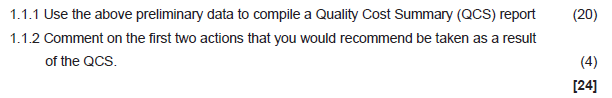 QUESTION 1 1.1 You are the Safety, Health,