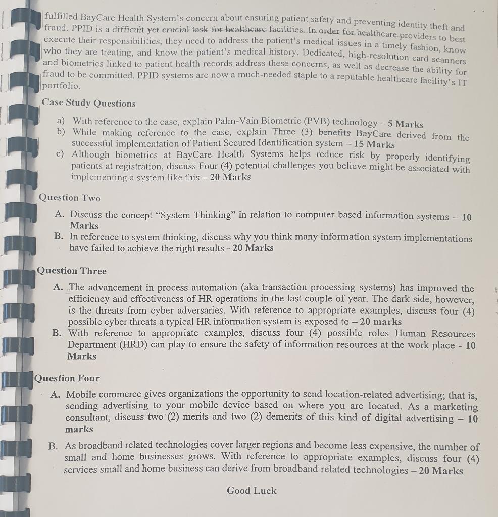 Time: 2.5 Hour Attempt Question 1 and ANY other 2