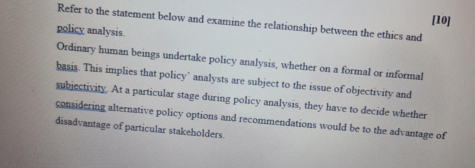 [10] Refer to the statement below and examine the