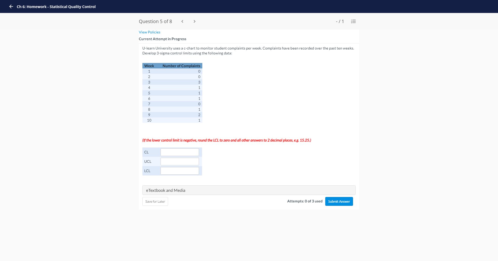 + Ch 6: Homework - Statistical Quality Control