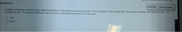 please answer the True/False questions below