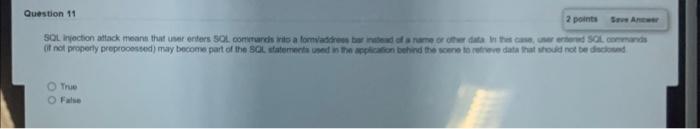 please answer the True/False questions below