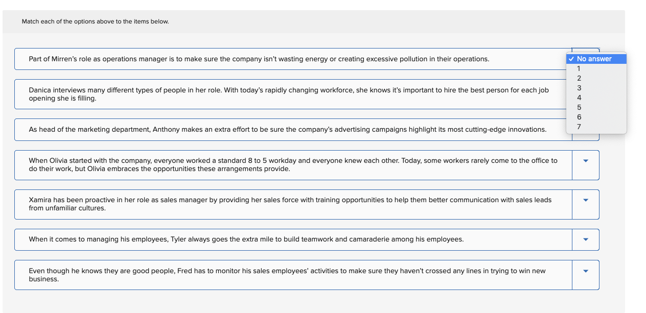 Each example describes a person doing something