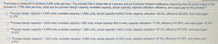 A process is designed to produce 2,000 units per