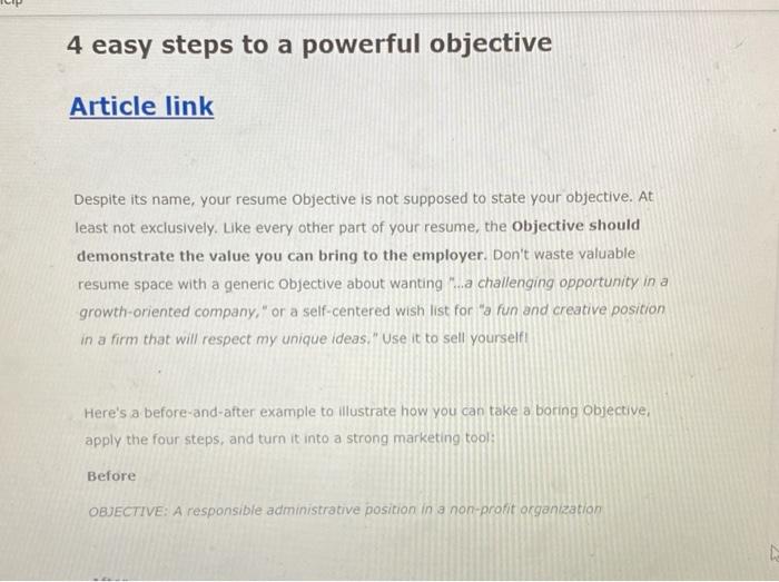 4 easy steps to a powerful objective Article link