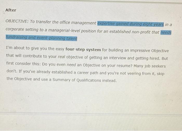 4 easy steps to a powerful objective Article link