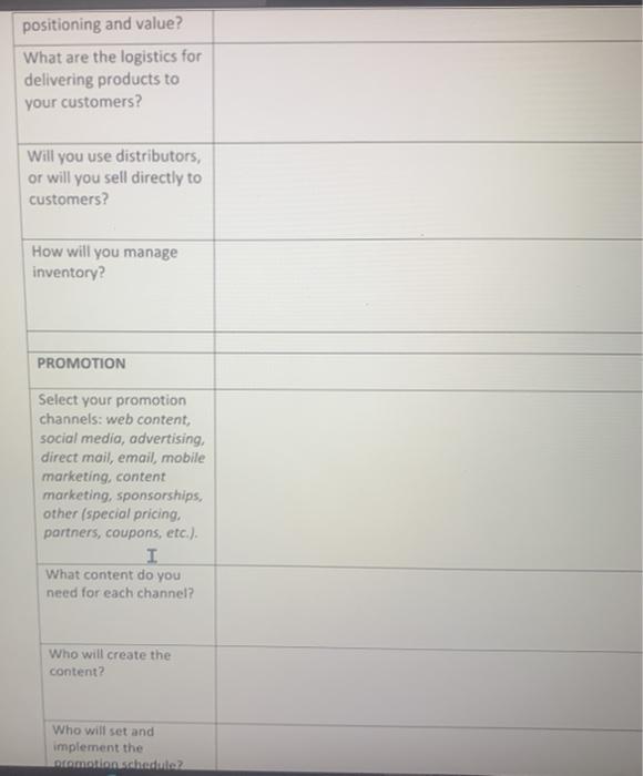 positioning and value? What are the logistics for