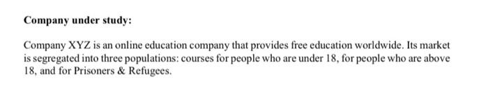 Company under study: Company XYZ is an online