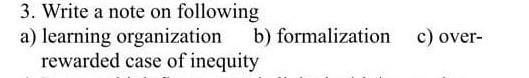 3. Write a note on following a) learning