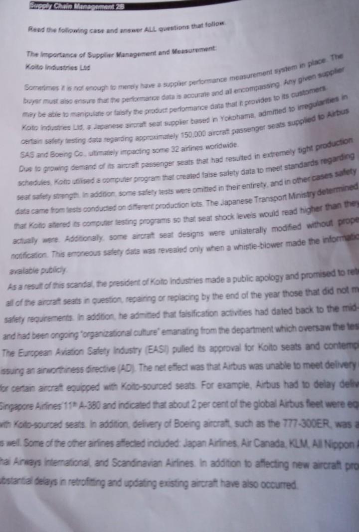 Sugary Chain Management 28 Read the following