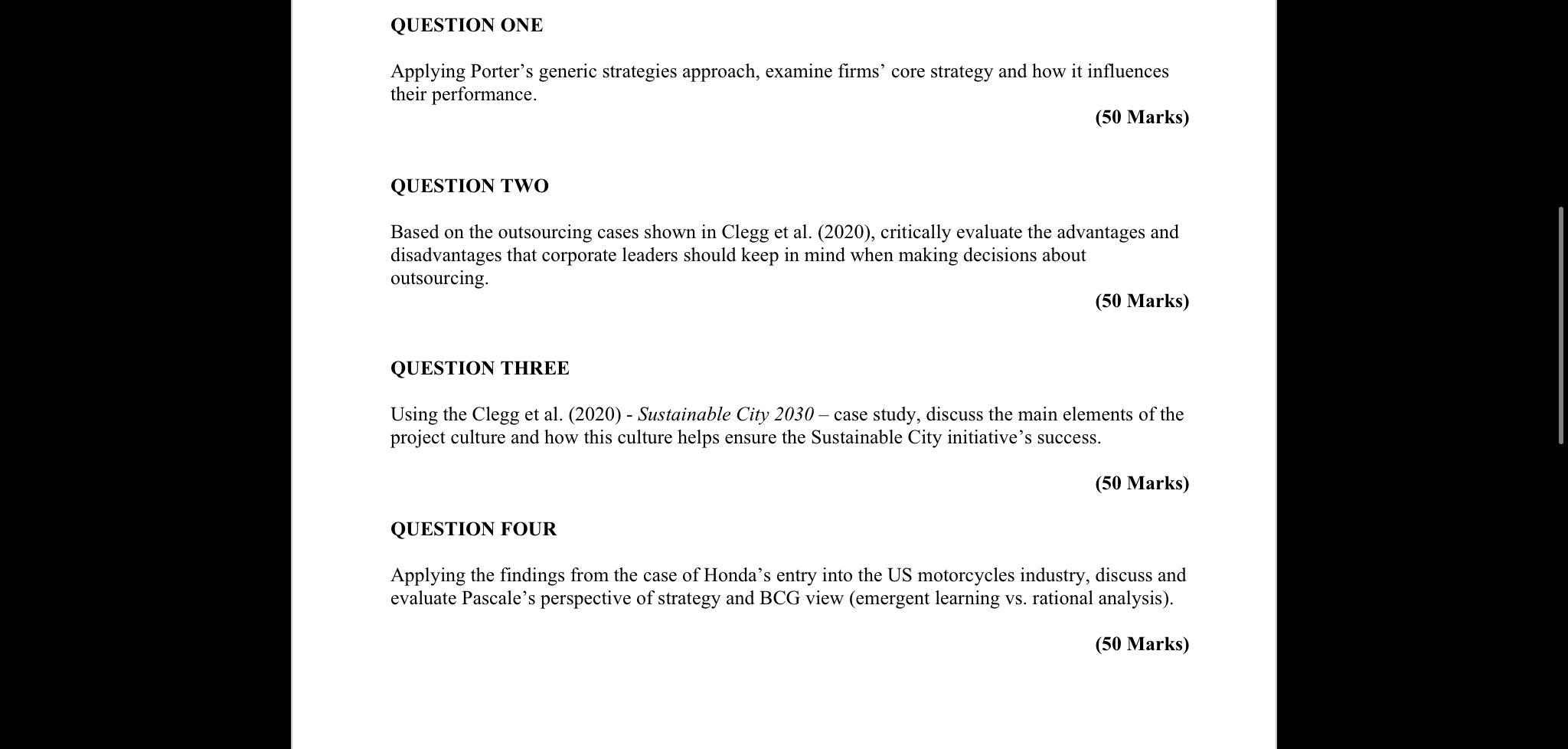 QUESTION ONE Applying Porter's generic strategies