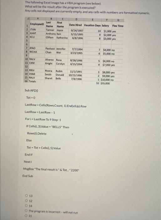 The following Excel image has a VBA program (see
