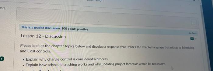 Lesson 12 - Discussion Please look at the chapter