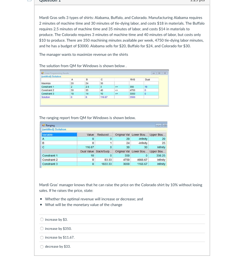 Mardi Gras sells 3 types of shirts: Alabama,