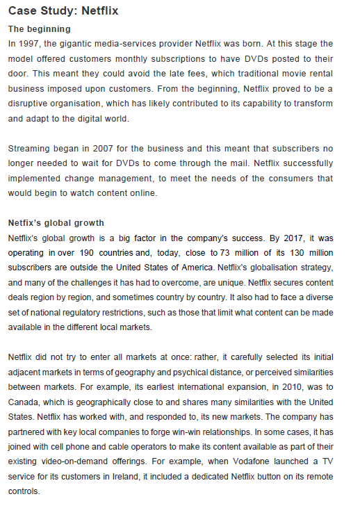 Case Study: Netflix The beginning In 1997, the