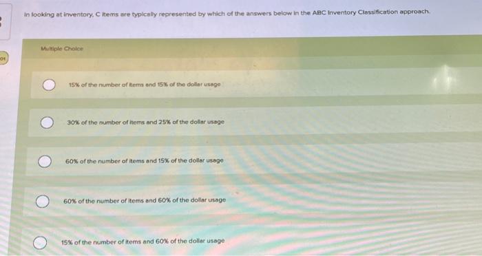 In looking at inventory, C keens are typlcally