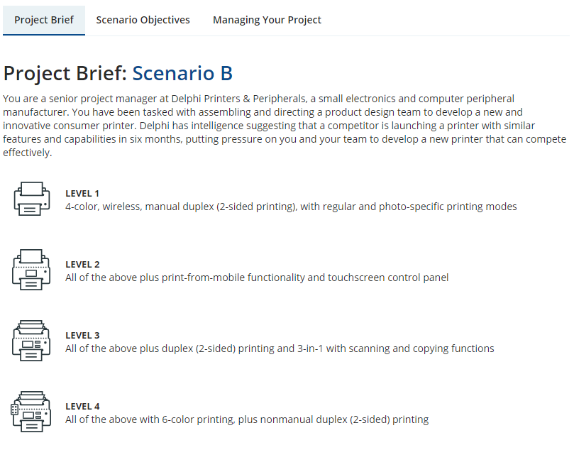 Scenario Objectives: Scenario B Senior management
