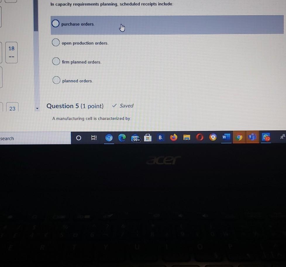 Question 3 (1 point) Which is the primary