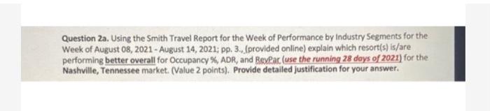 Question 2a. Using the Smith Travel Report for
