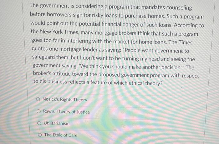 The government is considering a program that