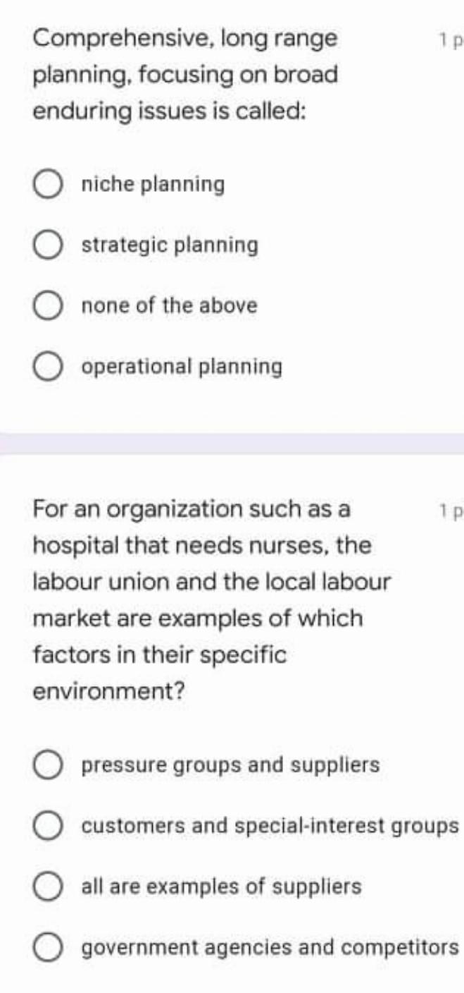 1 p Comprehensive, long range planning, focusing