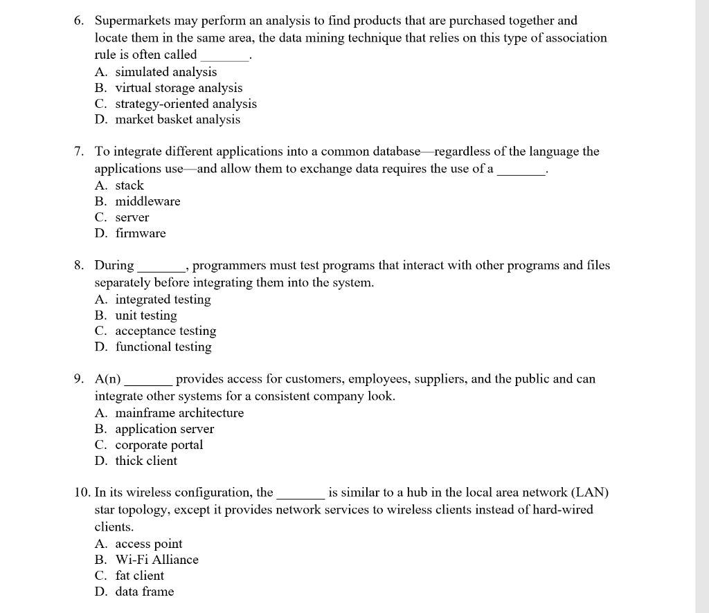6. Supermarkets may perform an analysis to find
