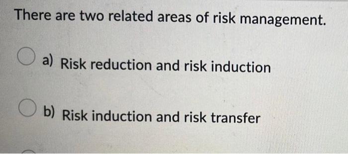 There are two related areas of risk management.