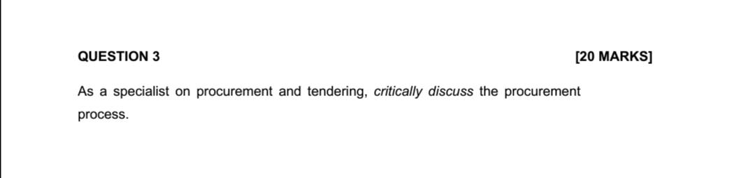 QUESTION 3 [20 MARKS] As a specialist on