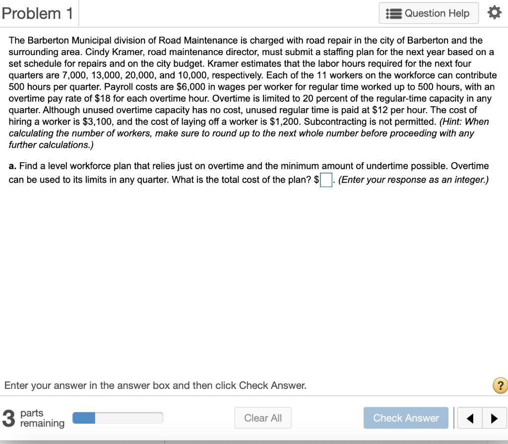 Problem 1 Question Help The Barberton Municipal