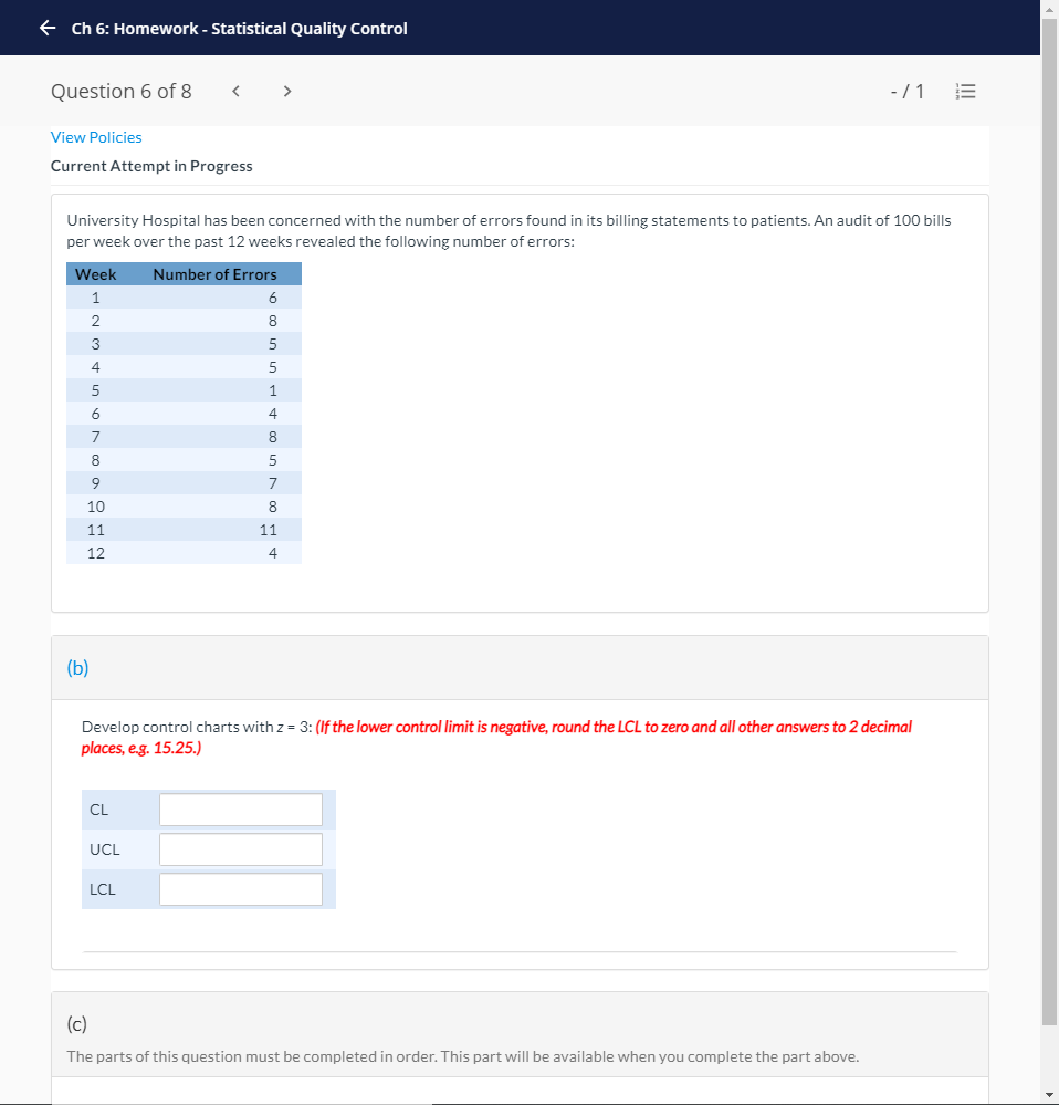 + Ch 6: Homework - Statistical Quality Control