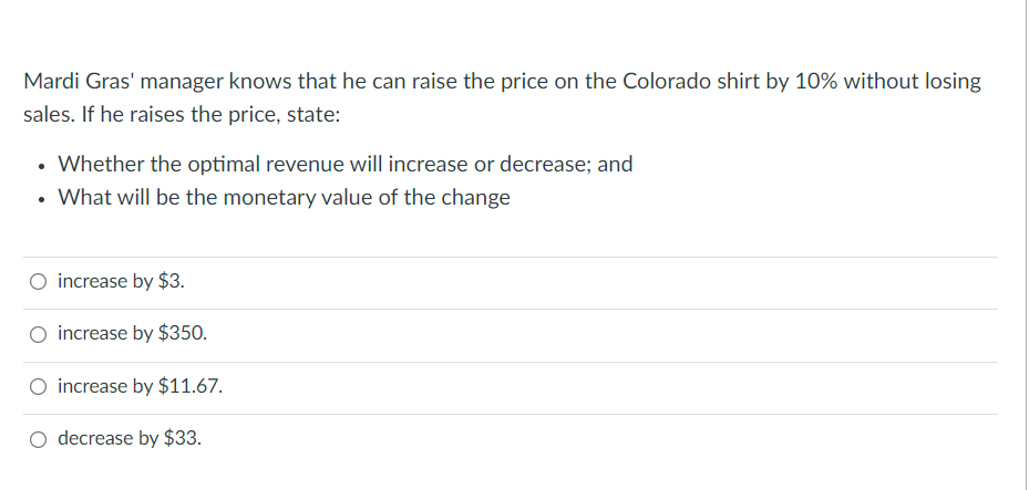 Mardi Gras sells 3 types of shirts: Alabama,
