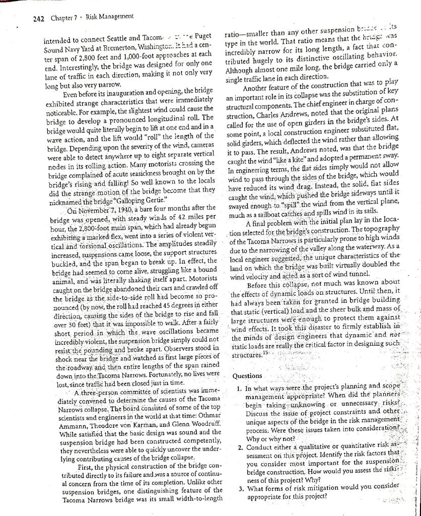 Read Chapter 7 (Risk Management). Go over the