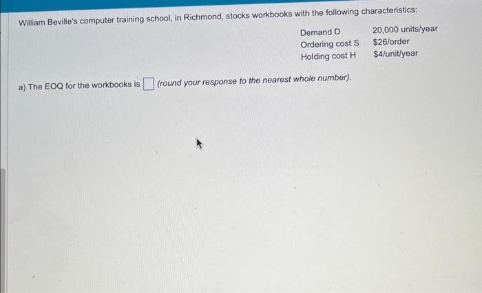 need to know the anuual holding cost and annual
