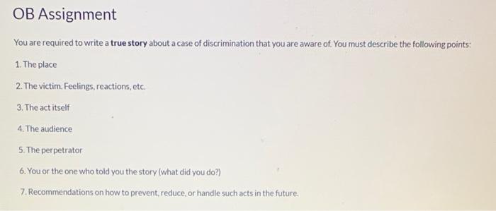 required 1000 word OB Assignment You are required