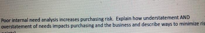 Poor internal need analysis increases purchasing