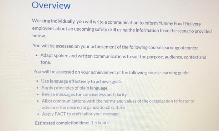 thank you Overview Working individually, you will