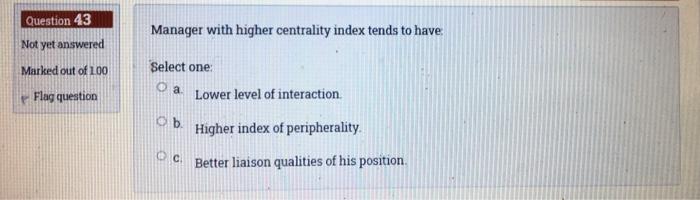 I need just the answer , please fast Question 43