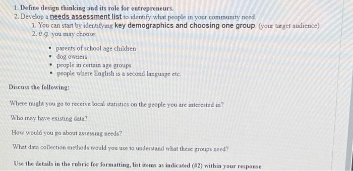 1. Define design thinking and its role for