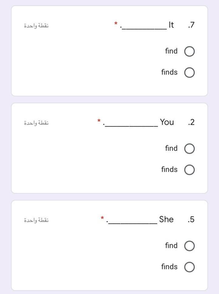 It .7 find finds You .2 find finds She .5 find