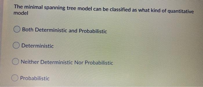 The minimal spanning tree model can be classified