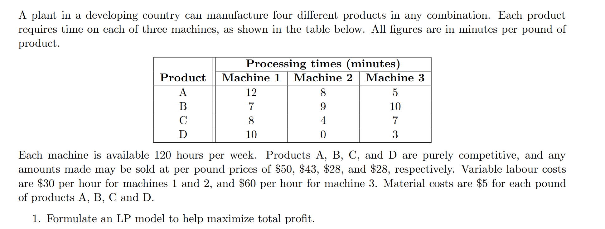 Please include the decision variables, objective