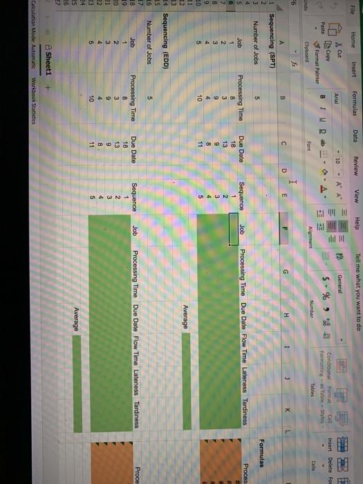 Excel Online Activity: Sequencing The data for