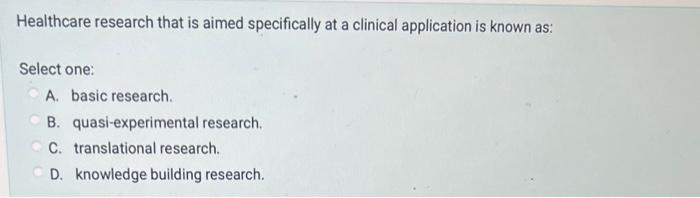 Healthcare research that is aimed specifically at