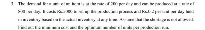 3. The demand for a unit of an item is at the