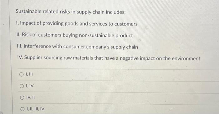 Sustainable related risks in supply chain