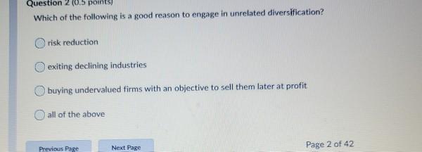 Question 2 (0.5 points) Which of the following is